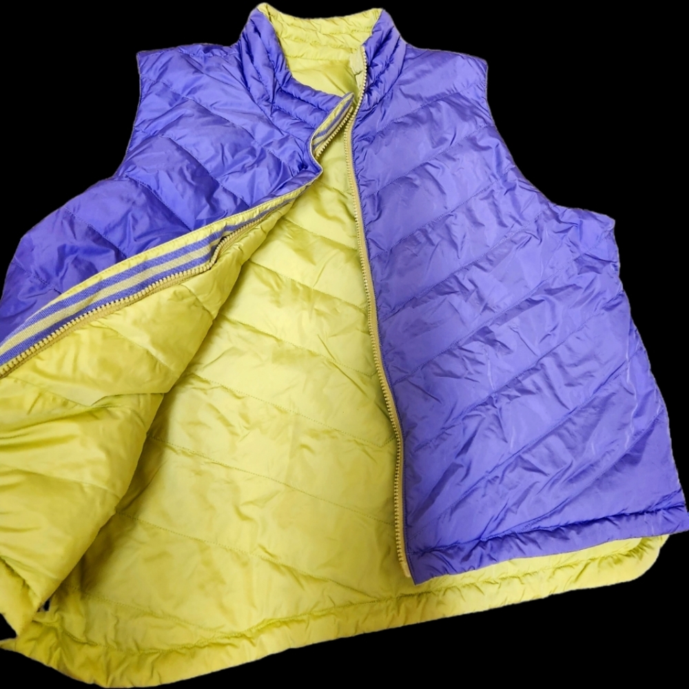 Coldwater Creek Women's Green Purple Reversible Goose Down Puffer Vest Size L